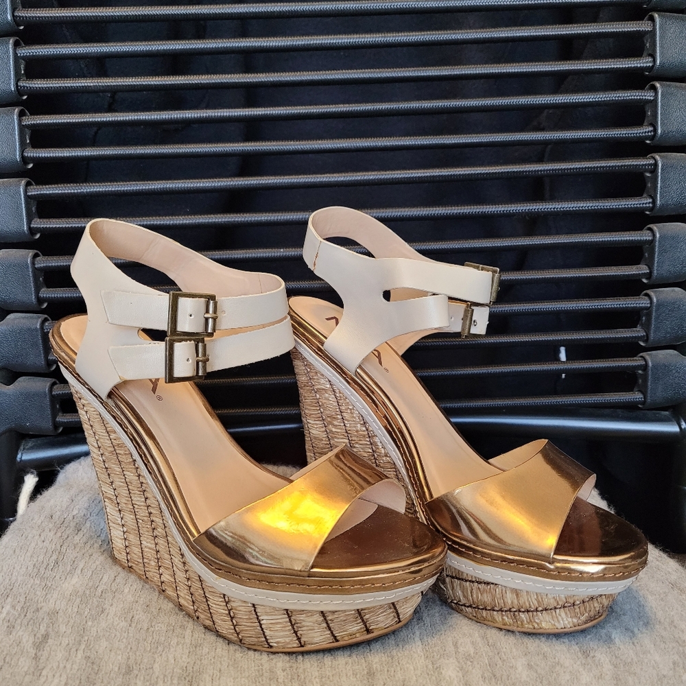 MIA gold wedge sandals size 6.5